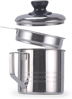 OnePine 1.2L Stainless Steel Oil Strainer Pot with Detachable Fine Mesh Filter and Lid, Oil Storage Grease Keeper for Cooking Oil, Frying Oil