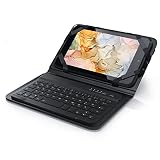 CSL - Bluetooth Slim Tastatur für Tablets 7-8 Zoll inkl. Kunstledercase - Wireless Keyboard im Slim Design - QWERTZ Deutsch - FN-Funktionstasten