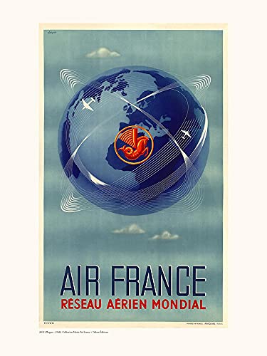 AFFICHE Air France Réseau Mondial Aérien A032 poster 60x80cm