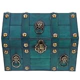 MAJORMENCH Piraten Schatztruhe Vintage Schmucktruhe mit Schnalle Leichte Aufbewahrungsbox für Schmuck Uhren und Andenken Retro Holzschatulle für Schmuckkästchen