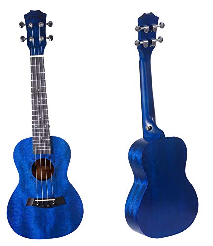 Vizcaya UK23C-BU Concert Ukulele Mahogany 23 inch with blue stain finish with Ukulele Accessories, Gig Bag, Strap, Nylon String, Electric Tuner, Picks