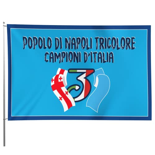 Drapeau Peuple de Naples 2023 Original – Drapeau 90 x 150 cm Peuple Naples et Géorgie – Gadgets Idée Cadeau Fan Football Originaux – Idées cadeaux amusants pour les fans