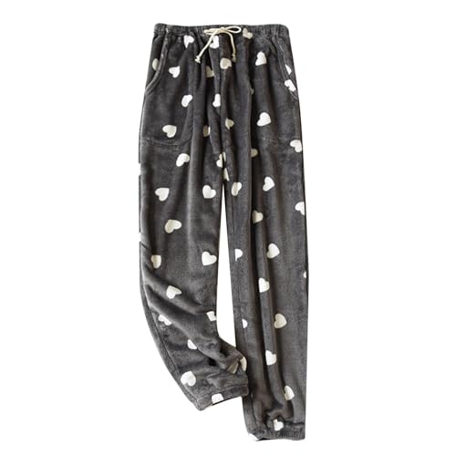 Générique Women's Thermal Trousers in Super Soft Flannel, Stretchy, Warm and Comfortable, Elegant and Casual Ideal for Winter, dark grey, XL