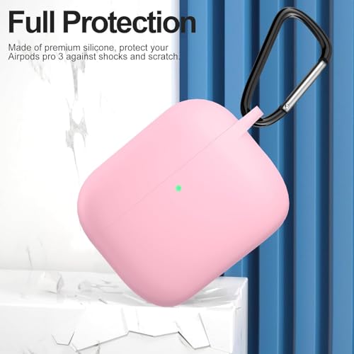 Image of New Soft Silicone Case Compatible with Apple AirPods Pro 3 Generation (2025) Protective Silicone 360 Full Protection Dust-Proof Shockproof Case Cover with Hook (Cover Only) (Pink)
