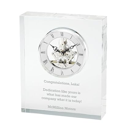 THINGS REMEMBERED Engraved Crystal Skeleton Desk Clock (Free Customization) review image