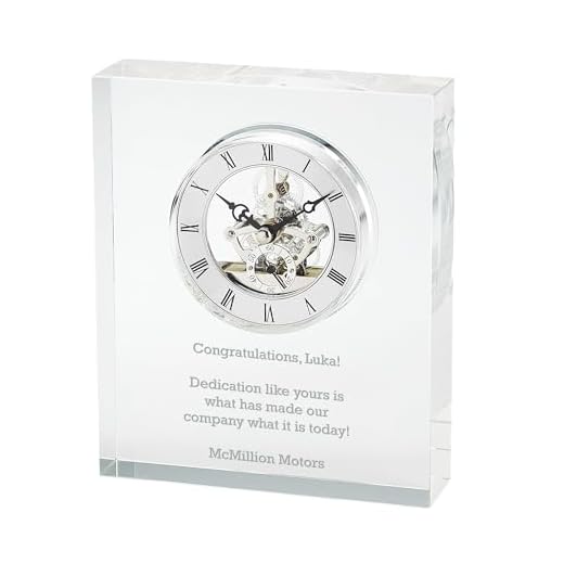 THINGS REMEMBERED Engraved Crystal Skeleton Desk Clock (Free Customization)