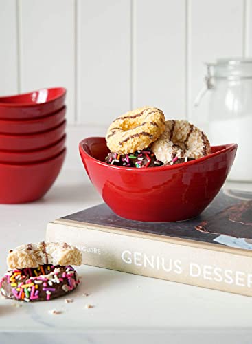 Le Tauci Ice Cream Bowls 10 Ounce, Ceramic Small Bowls For Side Dishes, Dessert, Snack, Fruit, Dipping Sauce Bowls, Microwave Oven Dishwasher Safe - 5.5 Inch, Set Of 6, True Red #TOP2