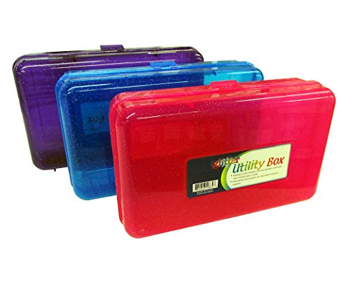 Set of 3 Glitter Utility Storage Box for School Supplies or Arts & Crafts 8