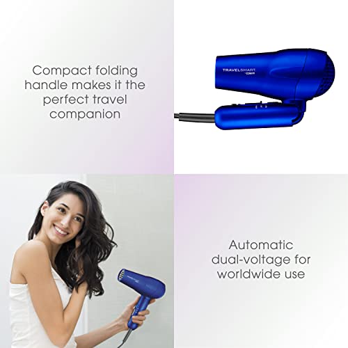 Conair Travel Hair Dryer, Mini Hair Dryer, 1200-Watt Ceramic Travel Blow Dryer In Blue By Travel Smart #TOP3