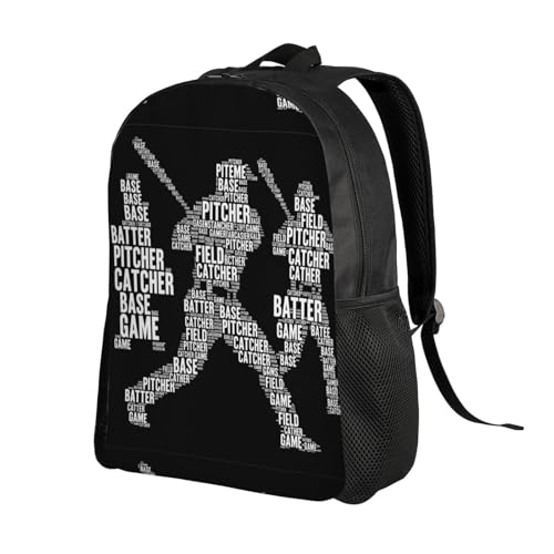 Lightweight Outdoor Hiking Backpack for Men and Women, Ideal for Travel, Camping, Trekking (Black And White Softball Baseball Sport)2