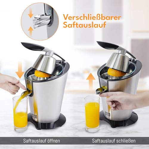 Saftpresse elektrisch 600W - Inkl. Edelstahlkegel & BPA-Frei I Hohe Ergiebigkeit I Orangenpresse Zitruspresse Zitronenpresse Orangensaftpresse I Orange Juicer Press Zitronen – Bild 5
