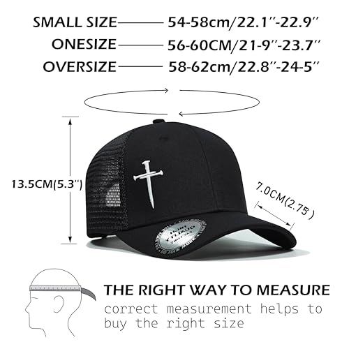Image of Christian Hats for Men Women,Jesus 3 Nail Cross Hat Christian Religious Gifts for Birthday /Christmas