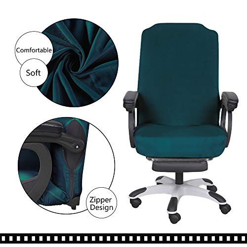 Image of SARAFLORA Office Chair Covers - Large, Sapphire - Removable Computer Chair Covers with Zipper for Universal Rotating Chairs Desk Chairs Cover High Back Chair Seat Washable Protector for Pet