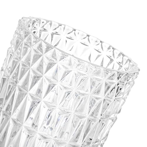 Image of Goaste 3 Pack Embossed Big Base Vase, 7 inch Crystal Glass Vase, Hydroponic Green Plant Vases, Transparent Flower Vases with Ribbed Pattern for Wedding, Dining Table Centerpieces, Home Decor, Office