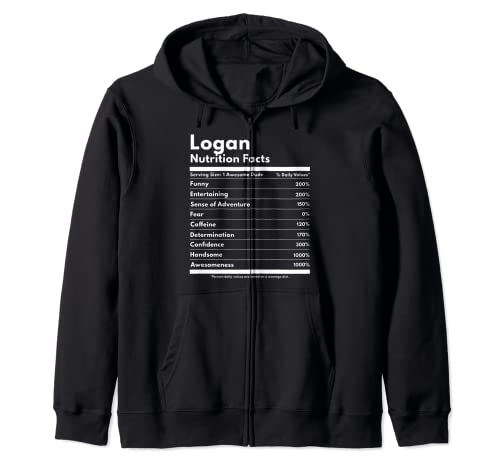 Logan Gift Información nutricional Divertido Nombre personalizado Logan Sudadera con Capucha