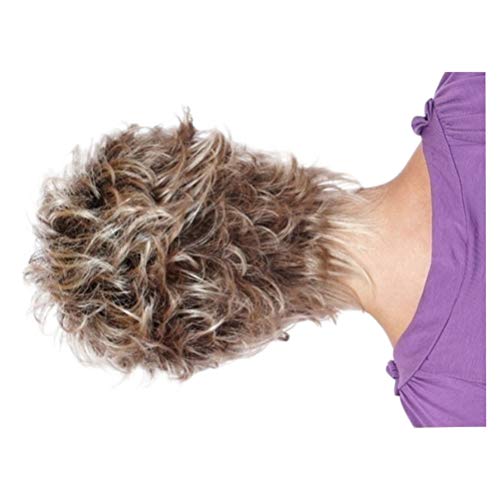 PIXNOR Senhora Velha Peruca de Cabelo Loiro Perucas Curtas Natural Diariamente Mamãe Perucas para As