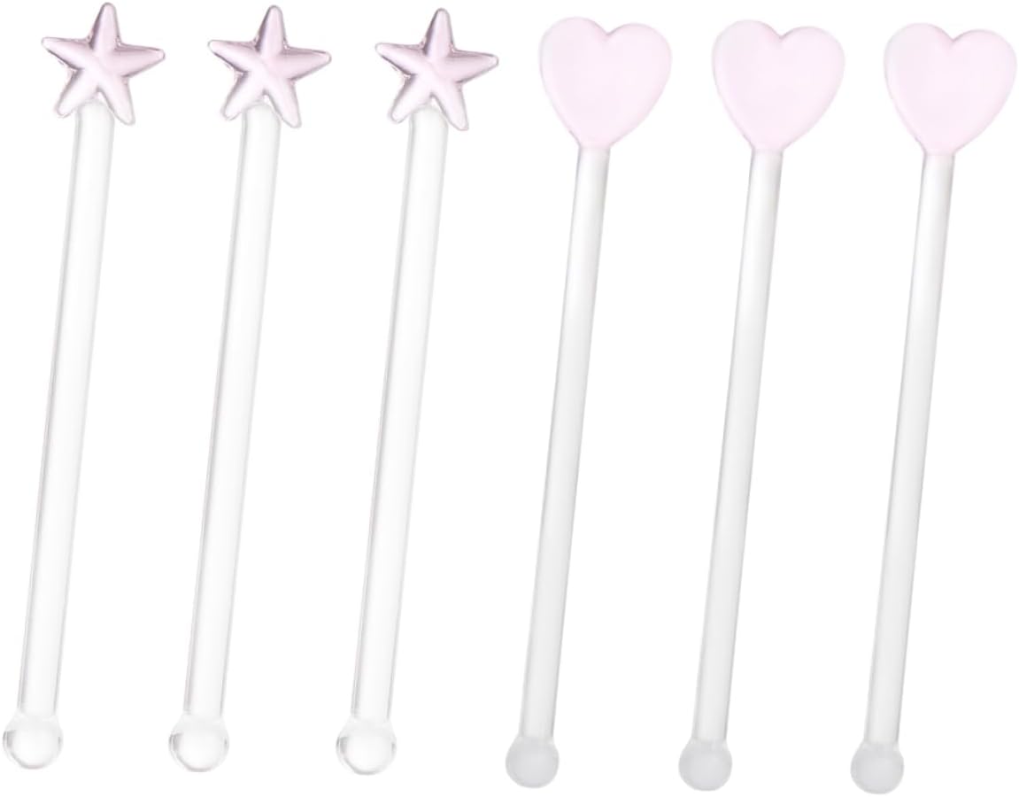 6pcs Glass Cocktail Stirring Sticks Reusable Swizzle Sticks for Bar Juice Coffee for Mixology and Home Entertaining