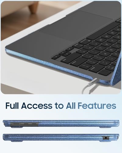 Image of Fintie Case for MacBook Air 13.6 A3449 /A3240 /A3113 /A2681, Pearl Blue | 2022-2026, M2 /M3 /M4 /M5, Snap-On Shell Cover, Full Port Access, Easy On /Off, Lightweight