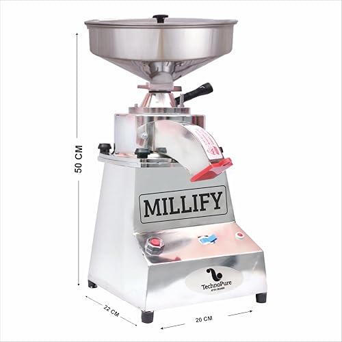 Image of MILLIFY by TechnoPure 500W Multi Grain Mill - Mini Atta Chakki for Home | Stone-Based Domestic Flour Mill | Gharghanti | Heavy Duty Motor | 5-10 Kg /Hour Capacity