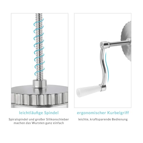 Wurstfüller Monzana Aluminium Tischklemme mit 3 Füllrohren 2,5 kg