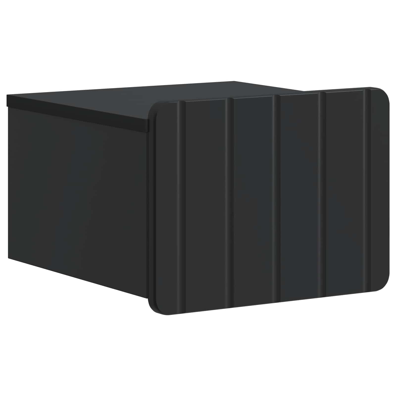 Mobiletto Da Notte A Muro 2 Pezzi Nero 33 x 34,5 x 24 cm | Legno Ingegnerizzato, 2 Cassetti, Montaggio A Parete, Stile Vintage, Per Camera Da Letto