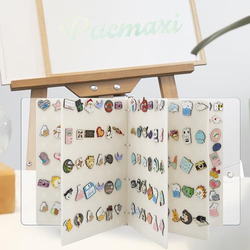 PACMAXI A4 Enamel Pin Display Book Organizer-300 Pin Capacity, Clear PVC Cover, Creative Pin Collection, Portable Pin Trading Book (Beige-5 page) by PACMAXI - Image 7
