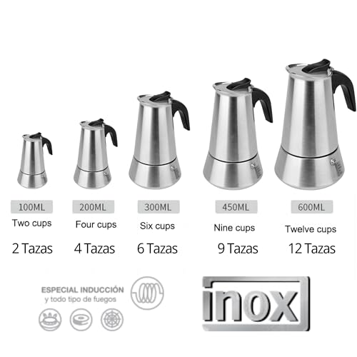 Miniatura 3 de Home Solazzia Cafetera Acero Inoxidable Inducción 6 Tazas 300ml Cafetera Para Expresso Apta Para Todo Tipo De Cocinas Cafeteras Vitrocerámica, Inducción, Gas