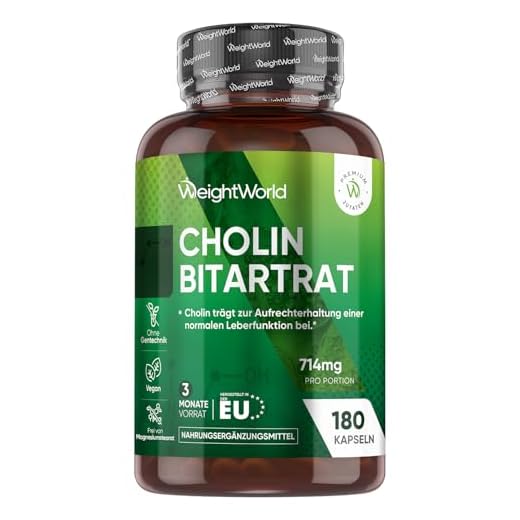 Cholin Kapseln - Hochdosiertes 714mg Cholin Pulver - Leberkur, Homocystein- & Fettstoffwechsel (EFSA) - 180 Vegane Kapseln für 3 Monate Vorrat - Cholin Bitartrat - Leber entgiften - WeightWorld