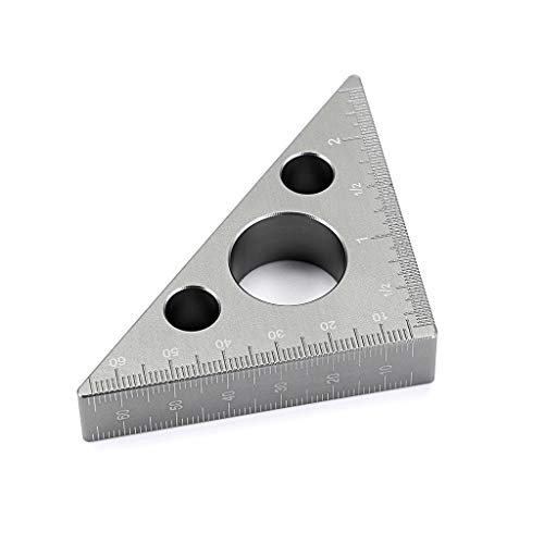 Ownmy 45 Degree Aluminum Alloy Angle Ruler, Imperial Metric Scale Rafter Layout Carpenter Square Triangle Ruler Angle Measurement Tool For Woodworking Carpenter Workshop Square Measuring Gauging Tool #TOP3