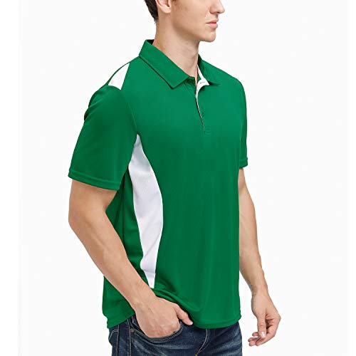 Men's Short Sleeve Polo Shirt Moisture Wicking Performance Golf Shirts Classic Fit T-Shirts (#12177 Green, 4Xl) #TOP1