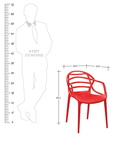 Image of CELLO Atria Chair (Red) | Strong and Durable | Easy to Clean | Chair for Living Room, Bed Room, Kitchen, Office Room, Outdoor | 3 Years Warranty