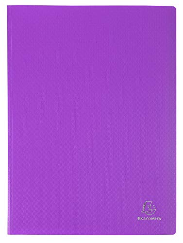 Exacompta - Ref 88226E - Semi-Rigid PP Display Book - Suitable for A4 Documents Wipeable Cover 500 Micron Polypropylene 20 Pockets 40 Viewing Pages - Purple Cover