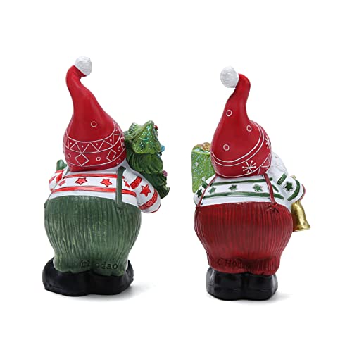Hodao 2Pcs Christmas Decorations -3.85 Inch H Gnomes Resin Christmas Figurines - Small Mini Xmas Holiday Gnomes Decor For Indoor Home Decor Tabletop Room Fireplace Office Dwarfs Elf thumb #7
