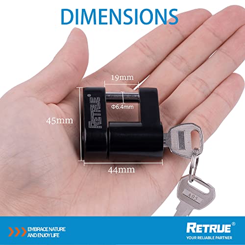 Retrue Trailer Tongue Coupler Lock, Trailer Hitch Lock,Dia 1/4 Inch, 3/4 Inch Span For Tow Boat Rv Truck Car's Coupler (1 Pack, Black) #TOP2