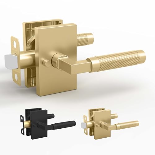 Mega Handles Ellis Gold Privacy Door Handle, Satin Brass, 1 Pack
