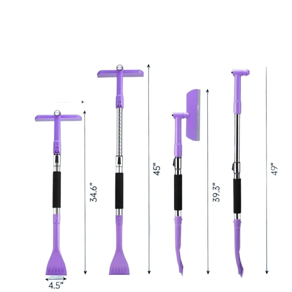 Cepillo de nieve extensible con cabezal de cepillo pivotante de 360 ​​grados de longitud de 49,2 pulgadas y mango de espuma Cepillo de nieve Raspador de hielo Compatible con parabrisas de automóvil