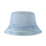 Hot Summer Bucket Hat - Trendy Cotton Sun Hat for Beach, Golf, Fishing - Fun Outdoor Vacation Boonie for Men and Women (Light Denim)