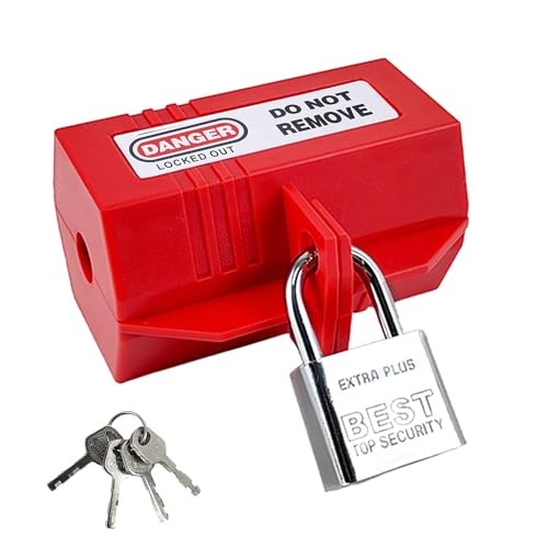 90 * 51 * 51 MM Protector Enchufes, Dispositivo Bloqueo Enchufe Rojo, Caja con Candado para Enchufes, Cerradura de Enchufe, Bloqueo de Enchufe, Caja de Protección de Enchufe (1)