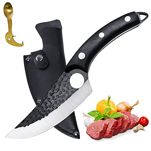Vecelo Viking Knife With Sheath, Butcher Boning Knife Forged Boning Knife High Carbon Steel Meat Cleaver Knife Multipurpose Chef Knives For Kitchen, Bbq, Camping, Gifts For Parent, Friends #TOP15