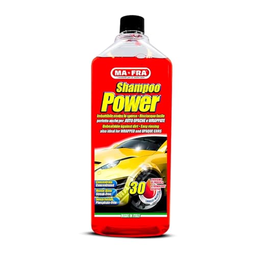 Ma-Fra, Power Shampoo, Concentrated, Degreasing Car Cleaner, Easy to Rinse, Leaves No Residue or Halos, Allows 30 Washes, 1000 ml