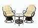 Java Lounge Swivel Rocking Chair with Cream Cushion Natural Rattan Wicker Handmade, Dark Brown
