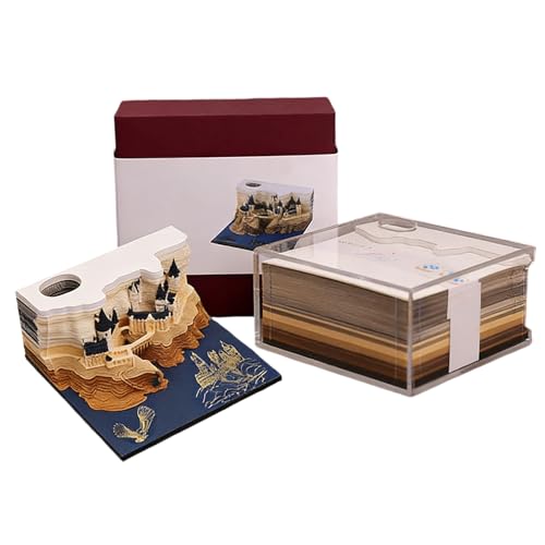 VELAJA 3D Kalender 2026, 3D Abreißkalender Magic Castle Wochenplaner, DIY Papierskulptur Schreibtisch Dekoration Büro Organizer mit Geschenkbox