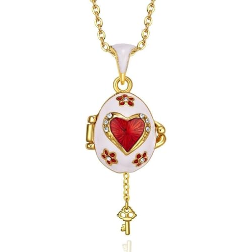 EGGLEGANT Vintage Enamel Surprise Locket Charm Pendant Necklace Gift for Women, Multi Styles, Regular, Brass, No Gemstone