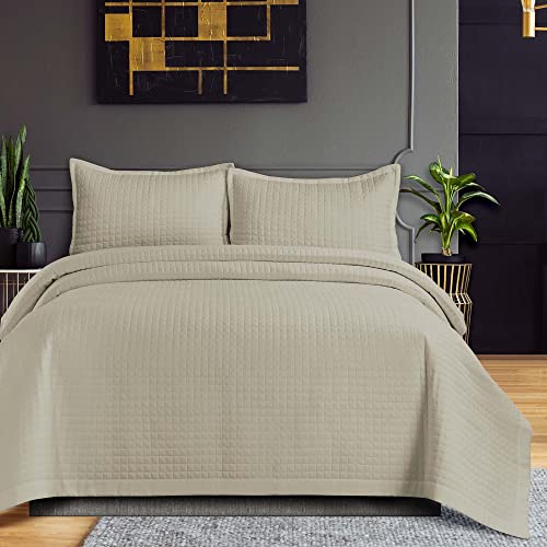 Tribeca Living Naples Twin Microfiber Quilt Set, Cloud