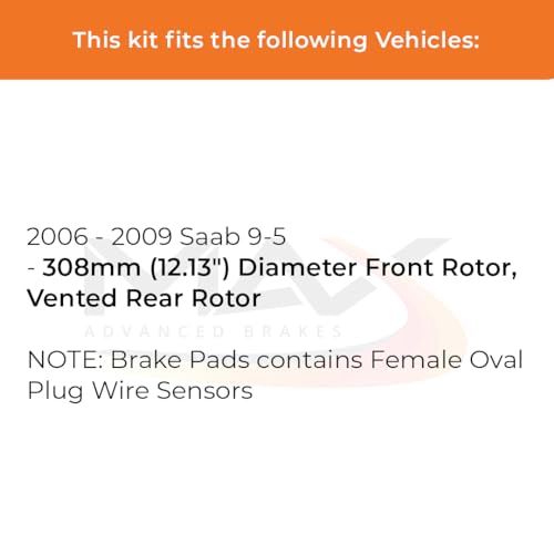 Image of Max Advanced Brakes Front & Rear Brake Kit Compatible With 2006-2009 Saab 9-5 w /12.13 inch Dia Frt Rotor Vented Rear Rotor Replacement Geomet Coated OE Disc Brake Rotors and Ceramic Brake Pads