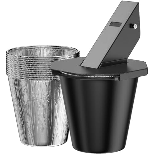 Upgraded Grease Bucket with Lid & 12PCS Liners, Grease Catcher for Smoker Drip Bucket, Compatible with Traeger, Pit Boss, Z Grills, Recteq and More - Grease Bucket for Pellet Grill