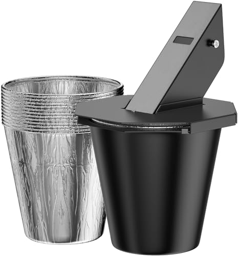 Upgraded Grease Bucket with Lid & 12PCS Liners Grease Catcher for Smoker Drip Bucket Compatible with Traeger Pit Boss Z Grills Recteq and More - Grease Bucket for Pellet Grill