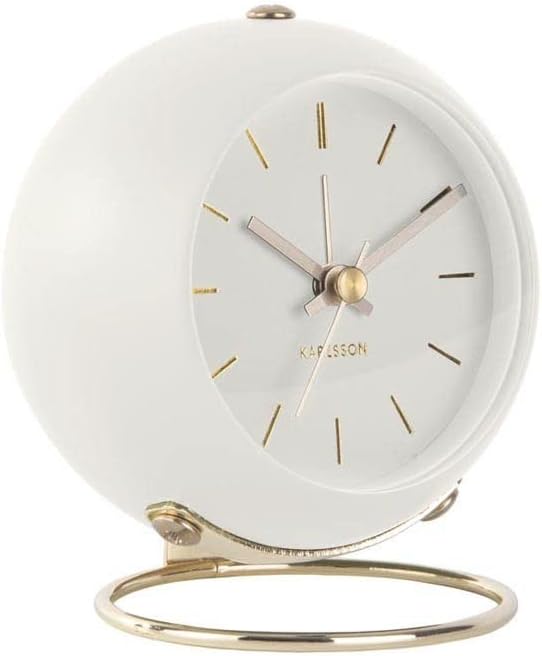 Karlsson [W] Alarma Clock Globe White, el Armando Breeveld D 9,5 cm, altura 10,5 cm, diámetro de 7 cm, batería AA