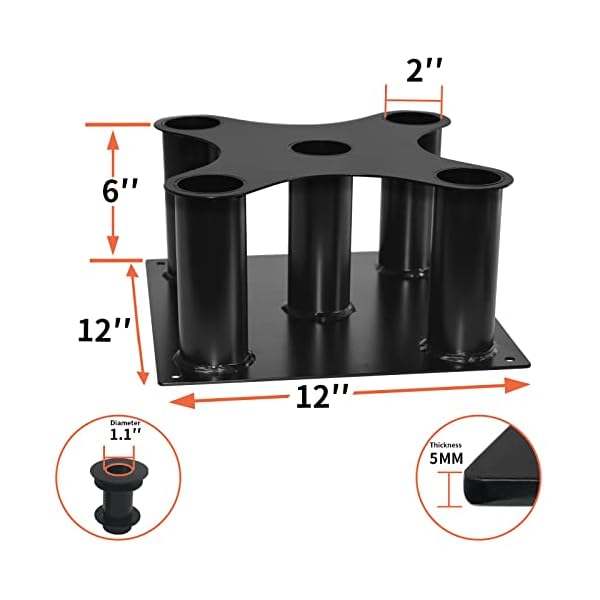 Barbell Holder Floor Stand Barbell Storage Rack Fit for 1" and 2" Olympic Bars, Hex Bars Trap Bars Curl Bars Triceps Bars,Holds 5 Bars - Image 2