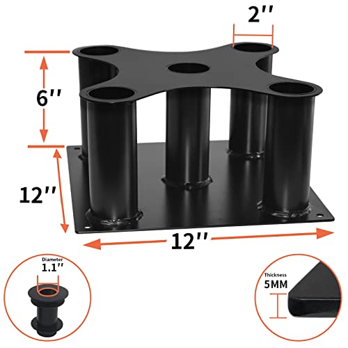 Barbell Holder Floor Stand Barbell Storage Rack Fit for 1" and 2" Olympic Bars, Hex Bars Trap Bars Curl Bars Triceps Bars,Holds 5 Bars by Delmoar - Image 2
